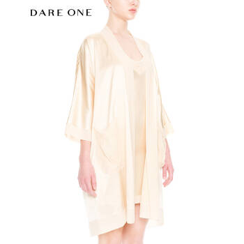 DARE ONE女士D-Light系列乔欣同款桑蚕丝睡衣家居服经典中长睡袍 香槟色-不包含内搭 165/88A