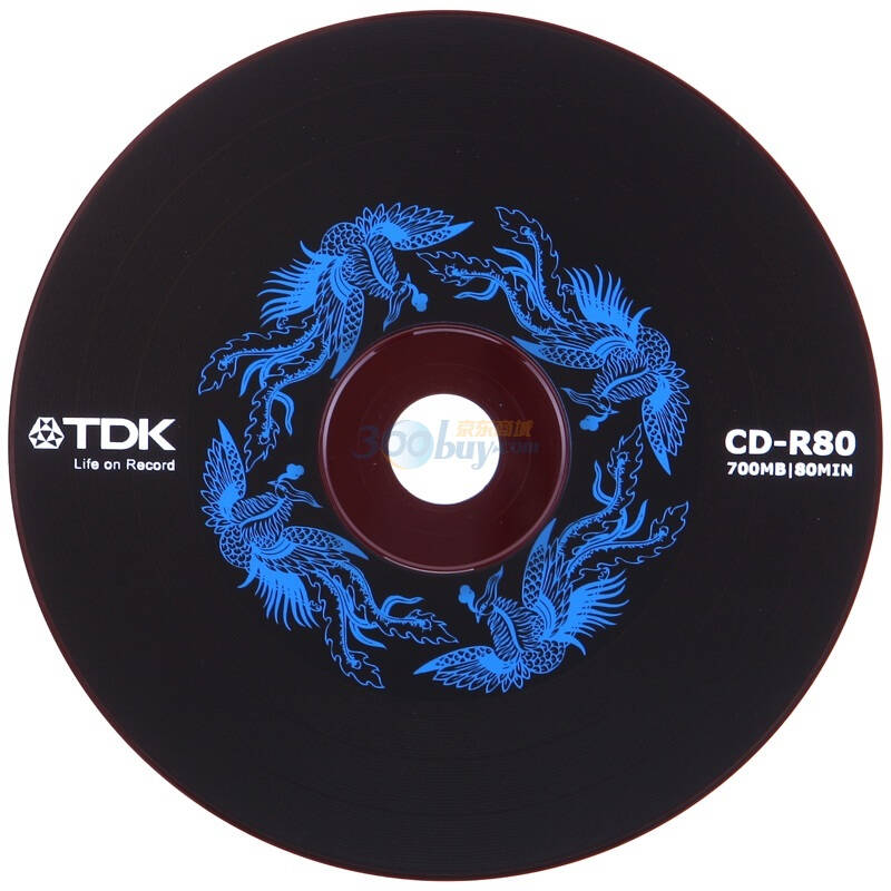 tdk cd-r 40速 700m 蓝色凤凰纹 纯音乐黑胶 桶装50片 刻录盘