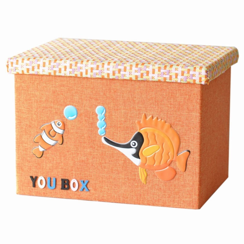 天作之盒 you box 麻布折叠收纳箱 卡通系列-桔色 可爱热带鱼 特大号