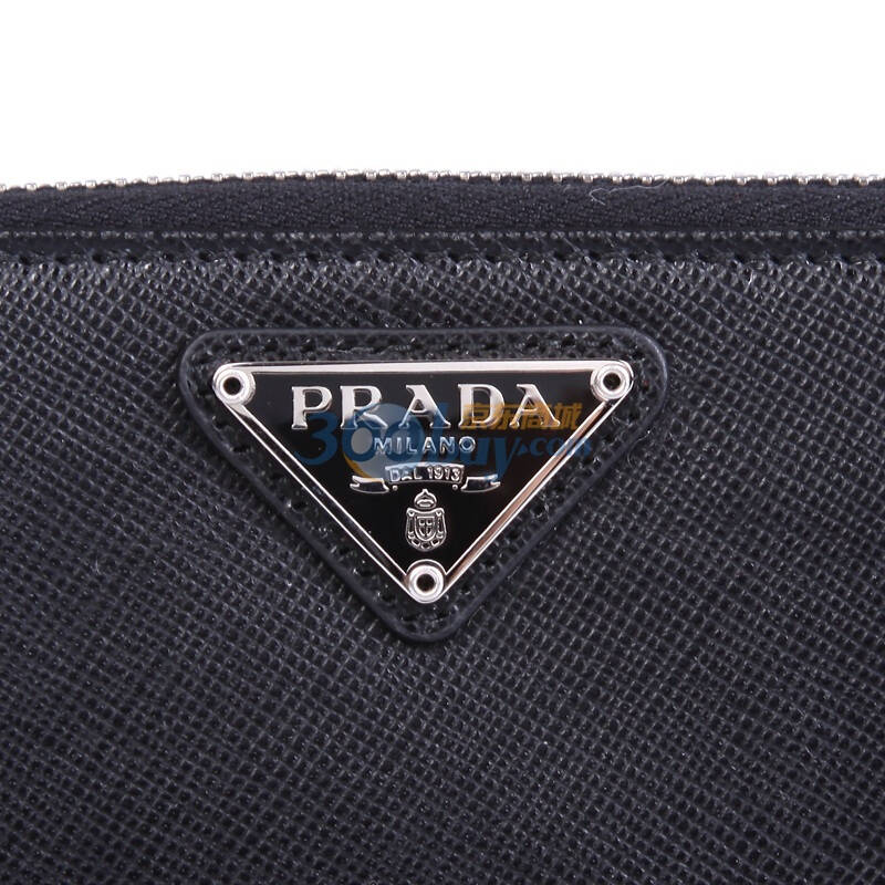prada 普拉达 三角银标短款全拉链钱包黑色 rz 1m0605qhh