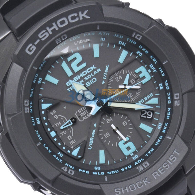 casio卡西欧g-shock 重力对抗者飞行员太阳能男表g-1200bd-1adr