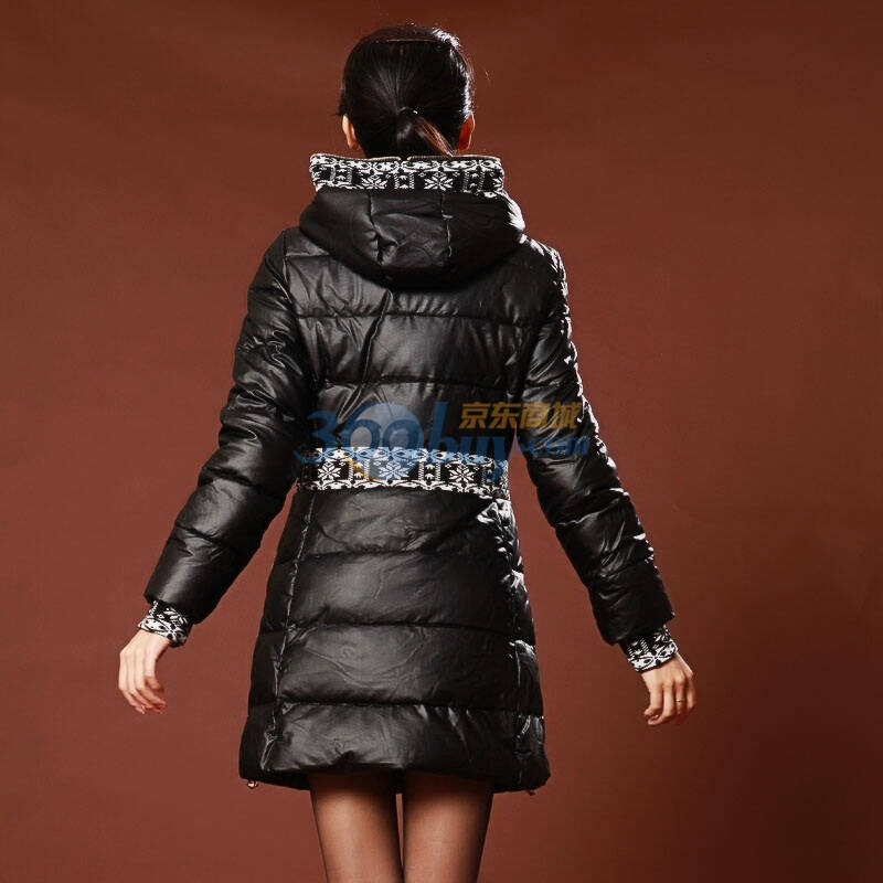 botetang 波特唐 雪花针织边长款羽绒服1274 黑色 xl
