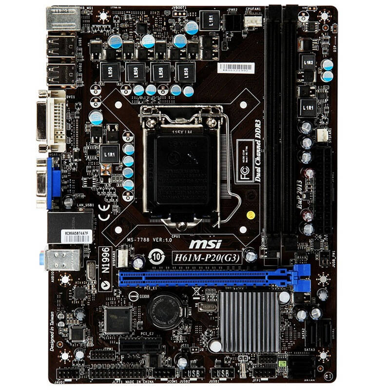 微星(msi) h61m-p20(g3)主板(intel h61/lga 1155)