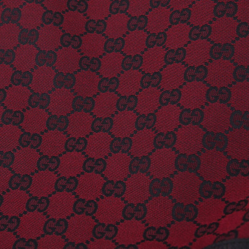gucci 古驰 女款经典logo帆布配皮滚边暗红色手提肩背包 272377 ym
