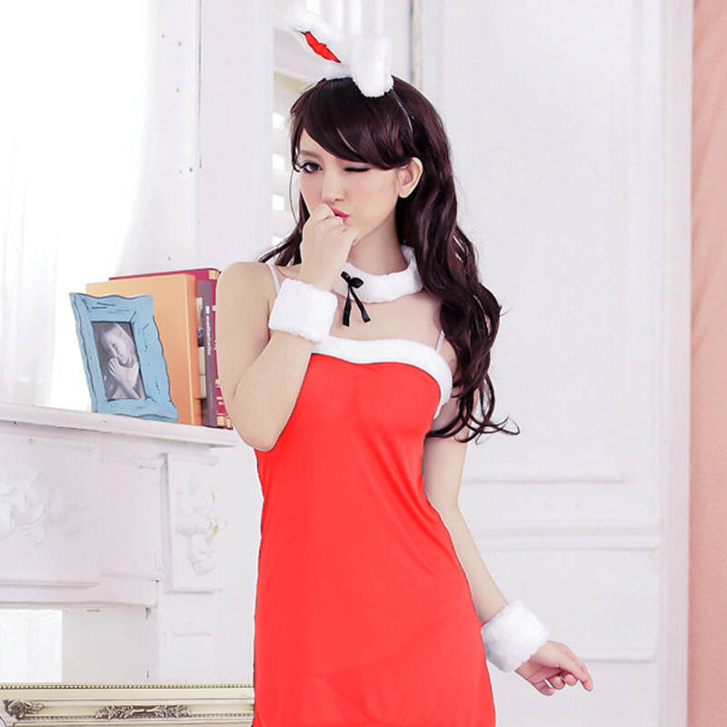 情趣内衣女诱惑套装 性感制服角色扮演 蕾丝透明吊带开档免脱丁字裤