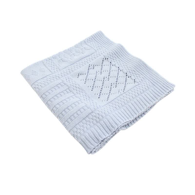 marc&janie春装新款婴儿纯棉编织花纹毛毯 宝宝抱被新生儿盖毯921