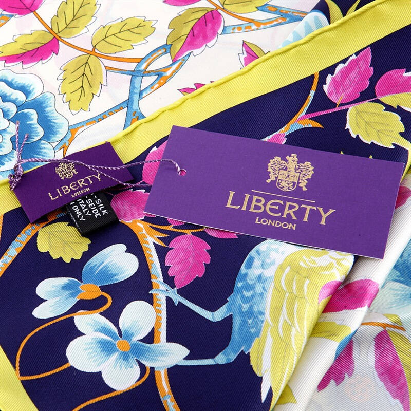 liberty london 伦敦利伯提 花园和小鸟印花黄色艺术丝巾 13174034