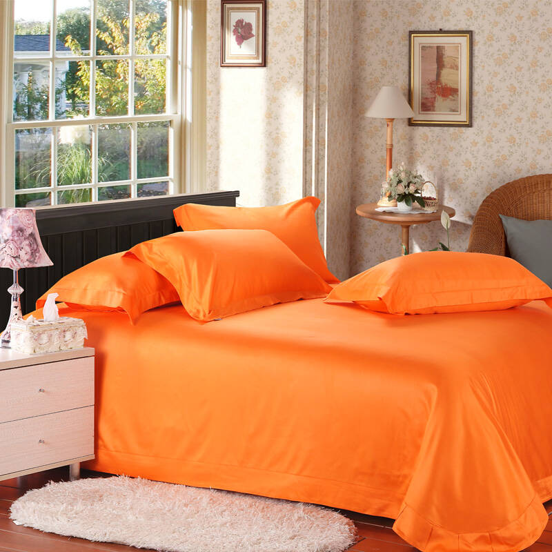 【货到付款】淘酷家纺 2013最新上市 床品纯色天丝四件套 橙色 1.