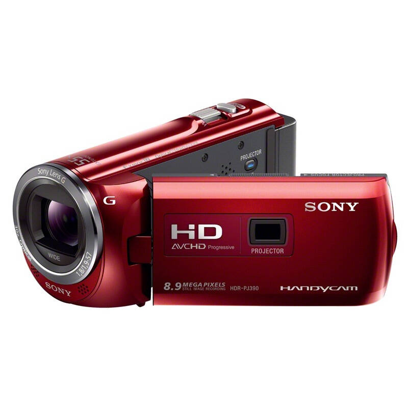 索尼(sony) hdr-pj390e 投影高清数码摄像机 红色(239万像素 3英寸屏