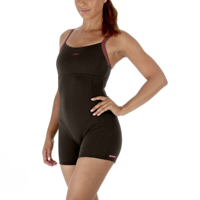 speedo 速比涛 mindset legsuit女式连体平角游泳衣 110262 黑色 38