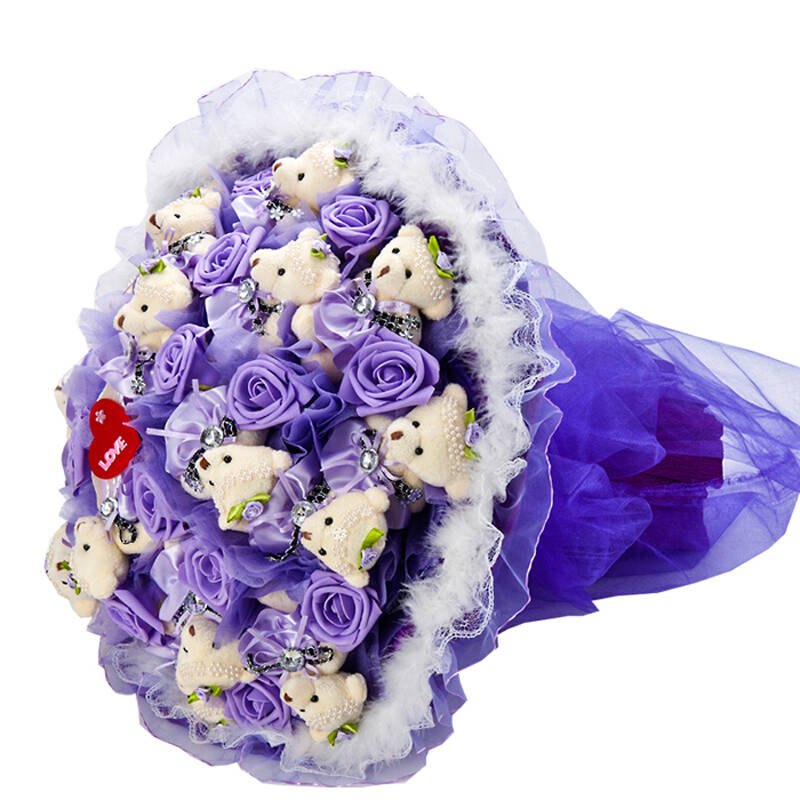 卡通花束 18只钻石泰迪熊花束娃娃玩偶公仔花 生日情人节礼物新品