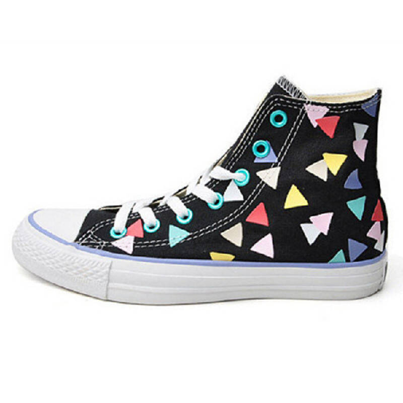 匡威converse 女式all star系列几何多彩三角形高帮帆布鞋 529296【自