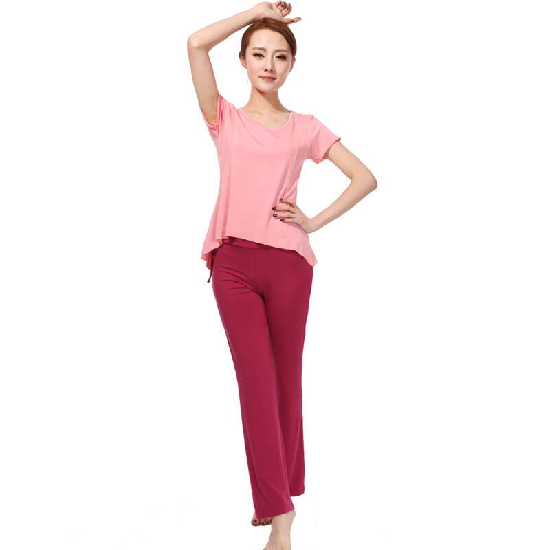 依琦莲yoga2013春夏新款瑜伽服短袖套装女 宽松显瘦瑜珈服直筒裤13015