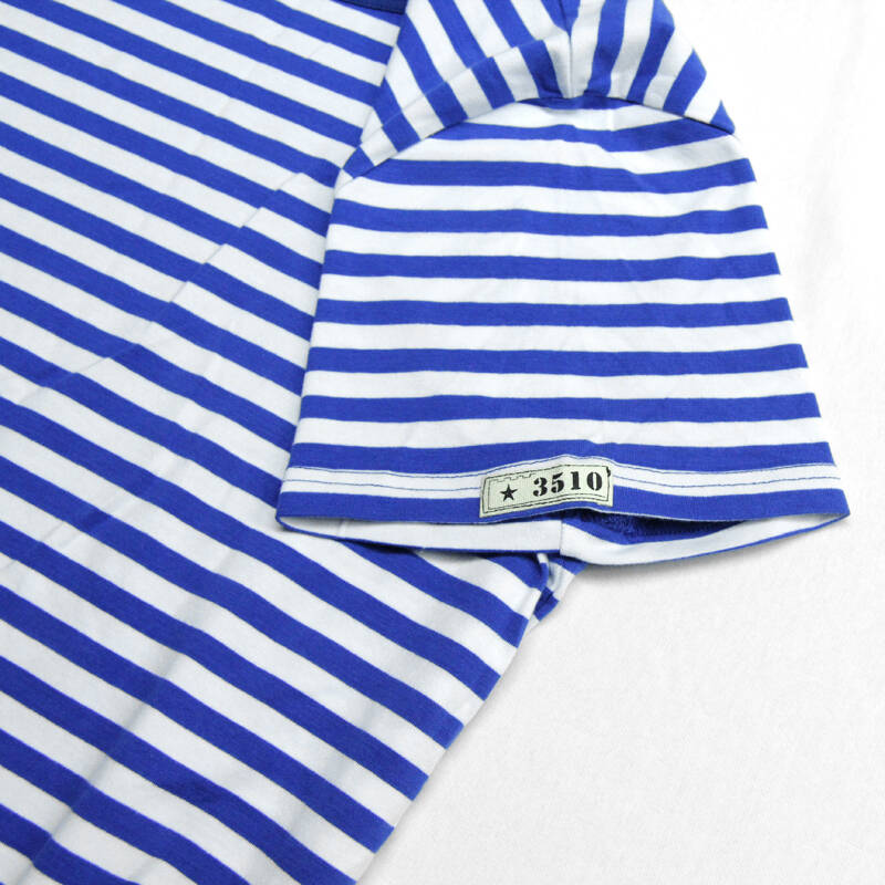 依翎海魂衫t恤韩版男士圆领条纹t恤男式休闲运动短袖t0221 圆领蓝白条