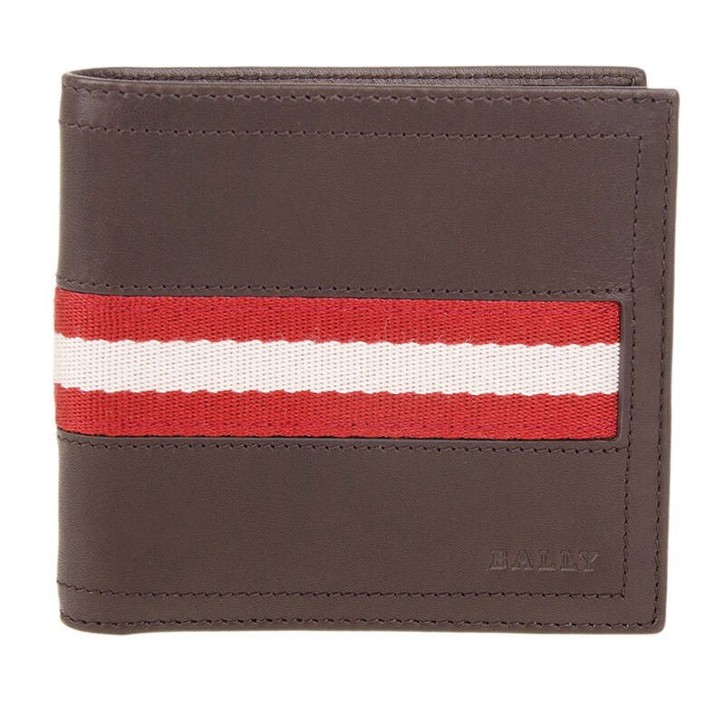 bally 巴利 男式棕色对折短款钱夹钱包 gift box.t1-7