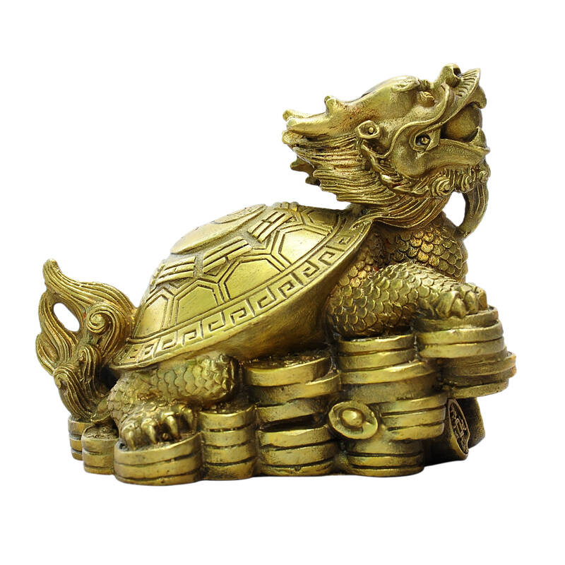 葩朵儿 开光黄铜工艺品铜龙龟摆件大号龙头八卦龟摆件镇宅招财吉祥物