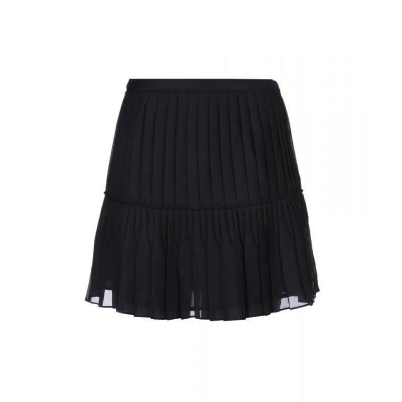 rebecca minkoff 瑞贝卡·明可弗 record skirt黑色真丝女士百褶短裙