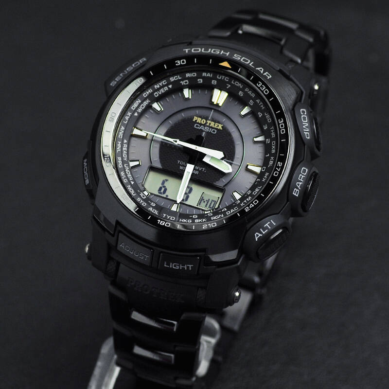 卡西欧(casio)手表 户外登山电波双显运动男表prw-5100 prw-5100yt-1