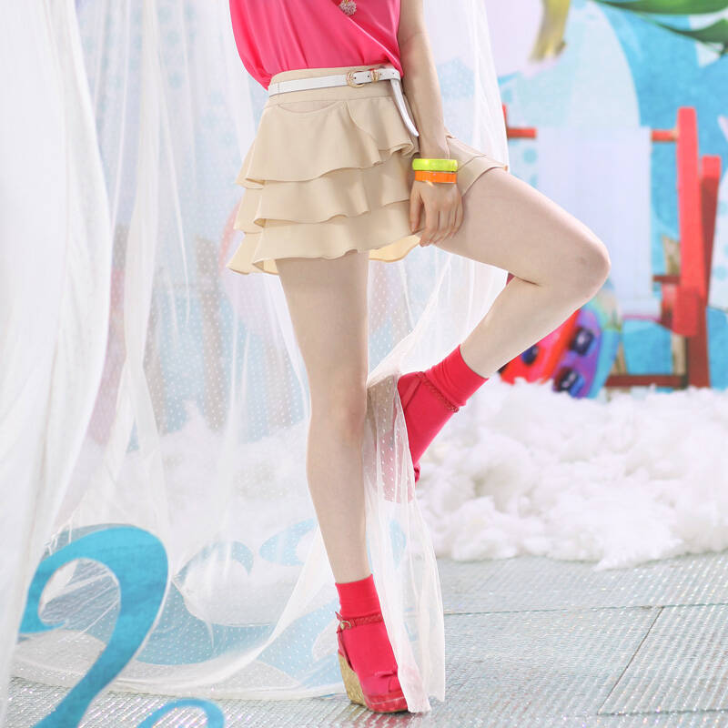 茵佳妮incolour夏季女生超短裙百褶蛋糕短裤裙修身短裙女 5132