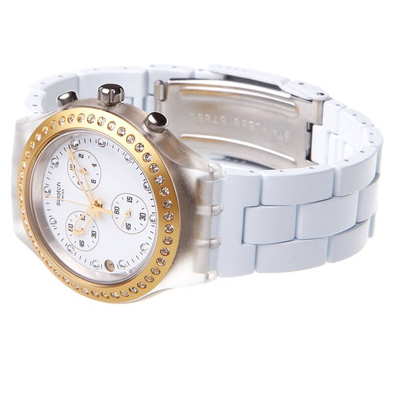 斯沃琪(swatch)手表 纯尚三眼计时系列石英中性表惊异黄svck4068ag