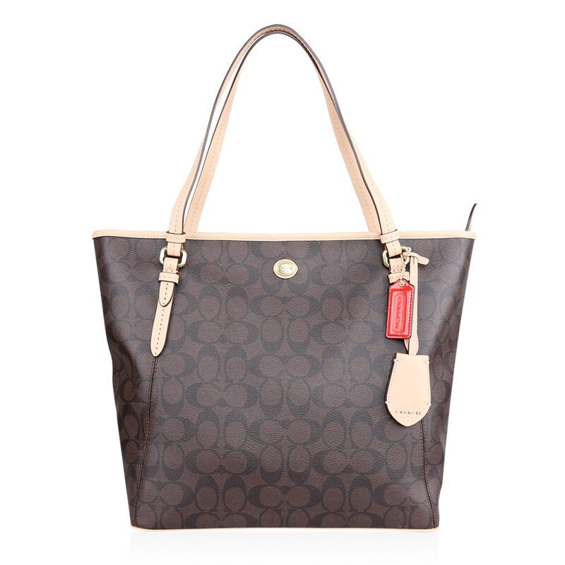 coach 蔻驰 女款棕色pvc经典logo单肩手提包 f28365 b4aqw 京东自营