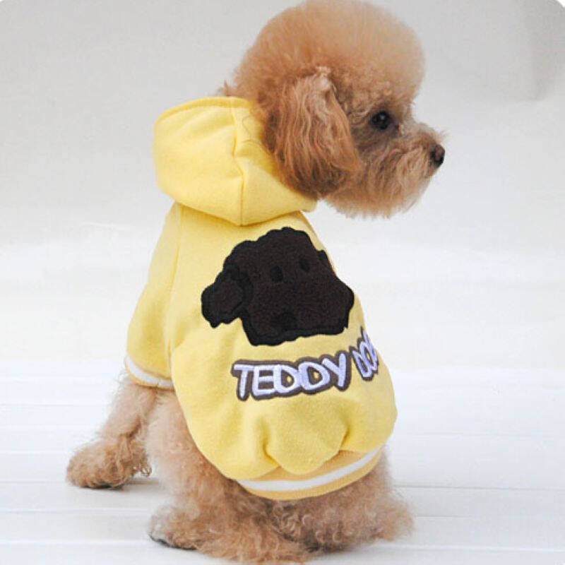 宠物服饰狗狗衣服泰迪贵宾比熊 teddy泰迪装套头连帽衫 黄色 2号长21