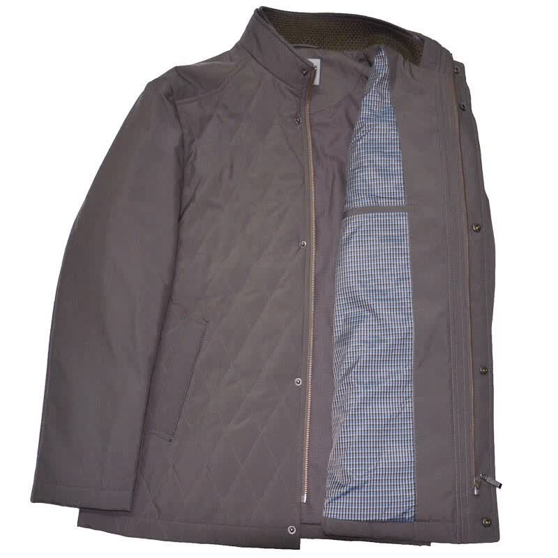 奥肯aoken 新款男士商务修身棉服 秋冬季辑格针织领配饰棉服外套81057