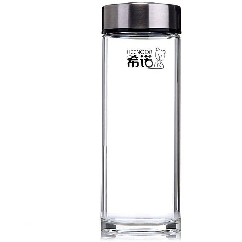 希诺单层玻璃杯 带盖办公茶杯 耐热透明水杯 490ml-xn