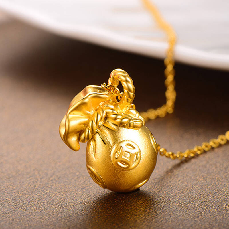 永坤999千足金24k黄金3d硬金 福字钱袋 2.71g