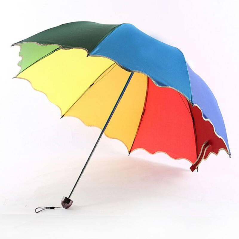绚丽彩虹防紫外线折叠伞 彩虹伞 夏秋季遮阳伞 雨伞 颜色鲜艳 巨受