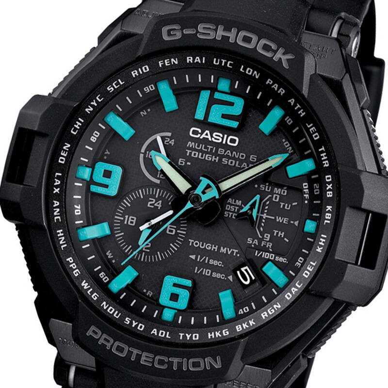 卡西欧(casio)手表 g-shock航空系列太阳能六局电波运动石英男表gw