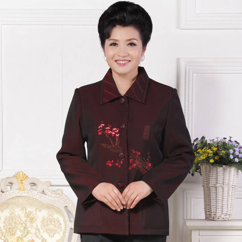 中老年秋装外套妈妈装绣花上衣奶奶装 70-80岁喜庆唐装老年人服装8150