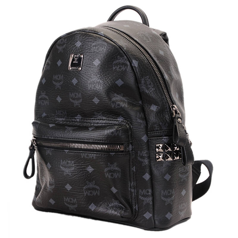 mcm stark 黑色侧面铆钉装饰女士双肩背包 小号 mmk3ave37bk001图片