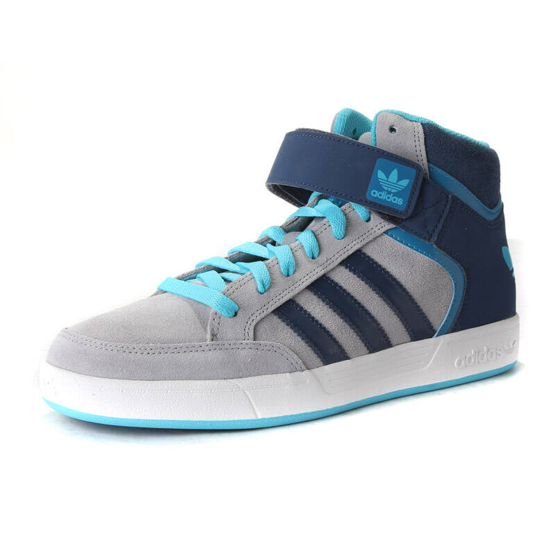 阿迪达斯adidas三叶草男鞋生活高帮板鞋新款运动鞋g98138 中灰 制服蓝图片