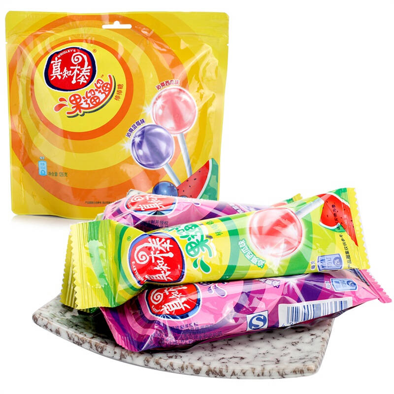 真知棒(pim pom) 果溜溜棒棒糖 12支袋装蓝莓西瓜混合口味126g