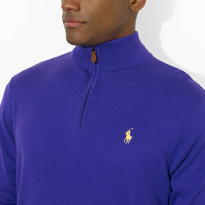 polo ralph lauren/保罗 拉夫劳伦男士pima棉半拉链毛衣30497166 紫色