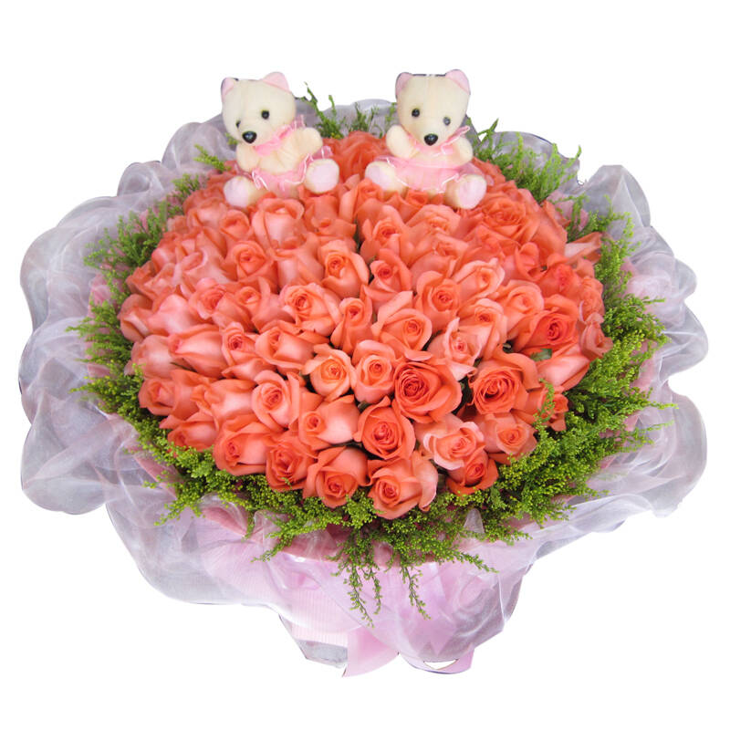 99朵粉玫瑰花束 情人节七夕求婚鲜花 送女友生日礼物 追求女神 昆明