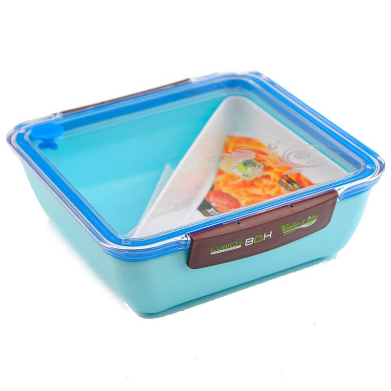 生活谷(valelife) 塑料饭盒 正方型密封便当盒 蓝色