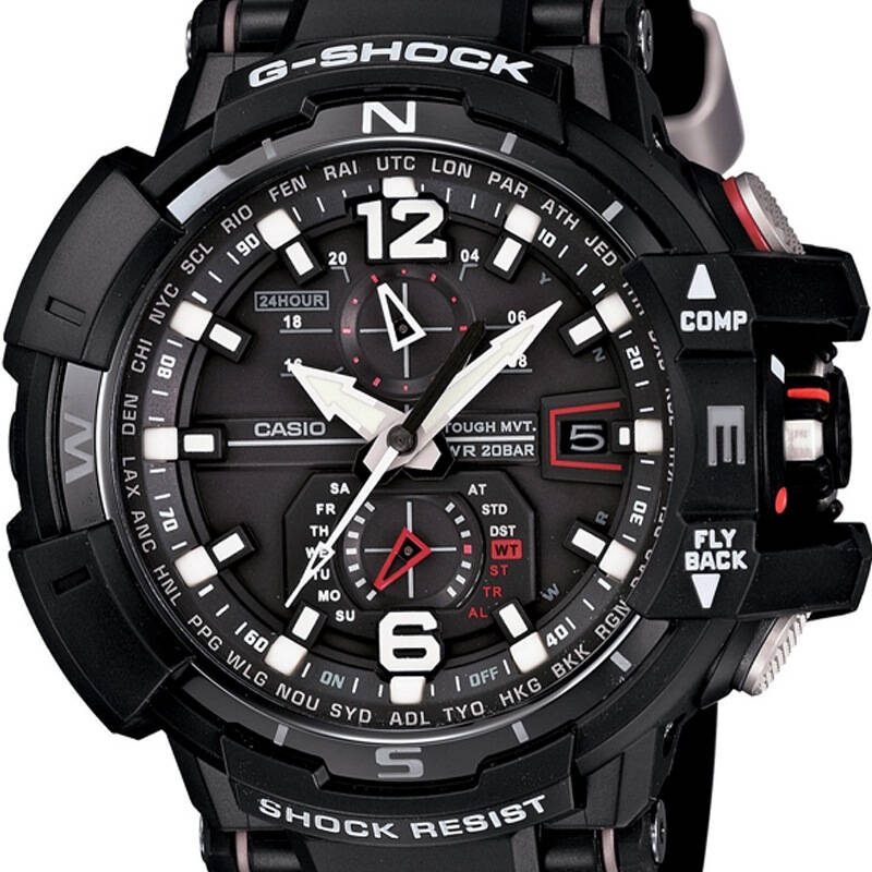 卡西欧(casio)手表 g-shock航空系列太阳能六局电波运动石英男表gw