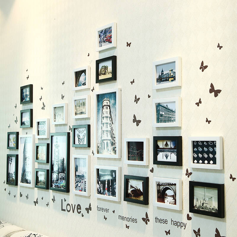 欧影26框音乐照片墙 客厅组合创意相片墙 时尚相框墙2033 黑白混搭