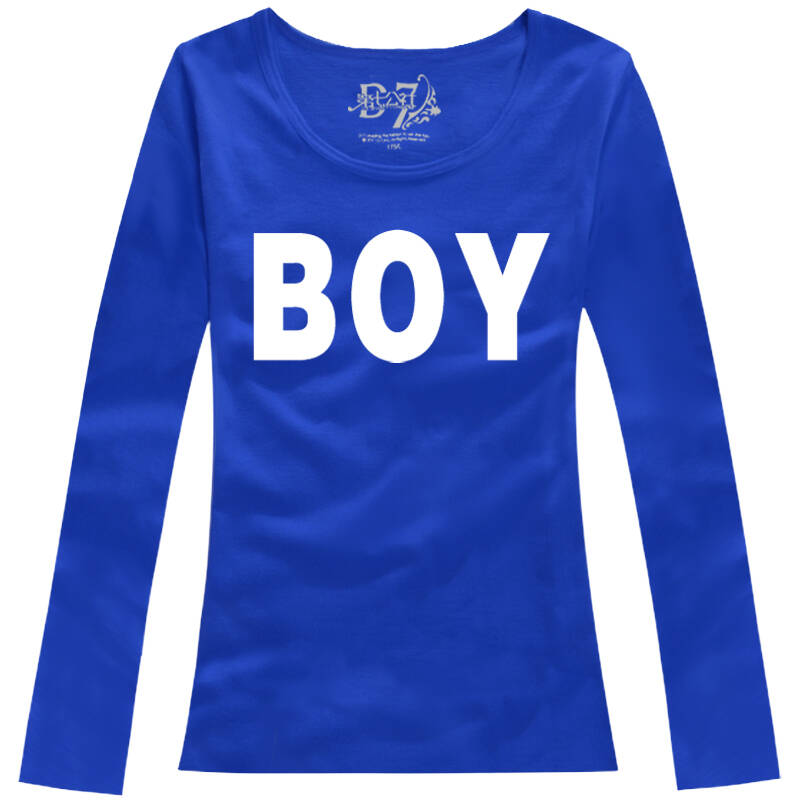 第七公社 2015韩版新款情侣装春装 hey boy hey girl 宝蓝色 xs/160