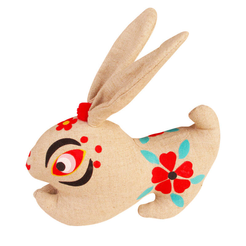 民间传统布艺兔子玩偶 纯手工吉祥公仔玩具 生日礼物