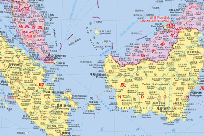 世界热点国家地图--东南亚地图挂图 折叠图(折挂两用
