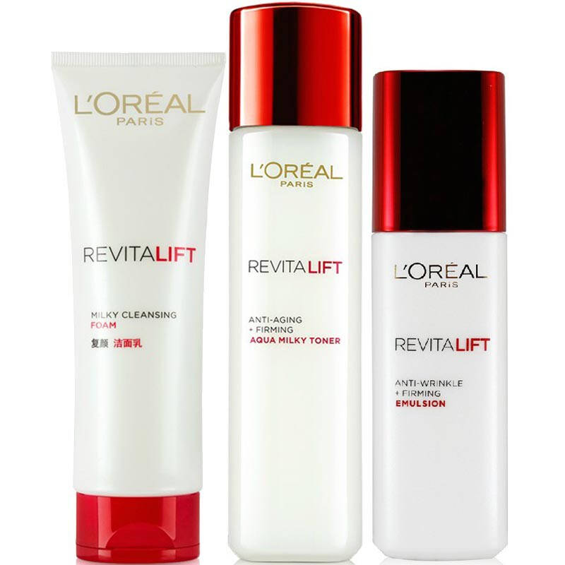 欧莱雅l"oreal 复颜抗皱紧致3件(洁面乳125g 清乳柔肤水175g 乳液125g
