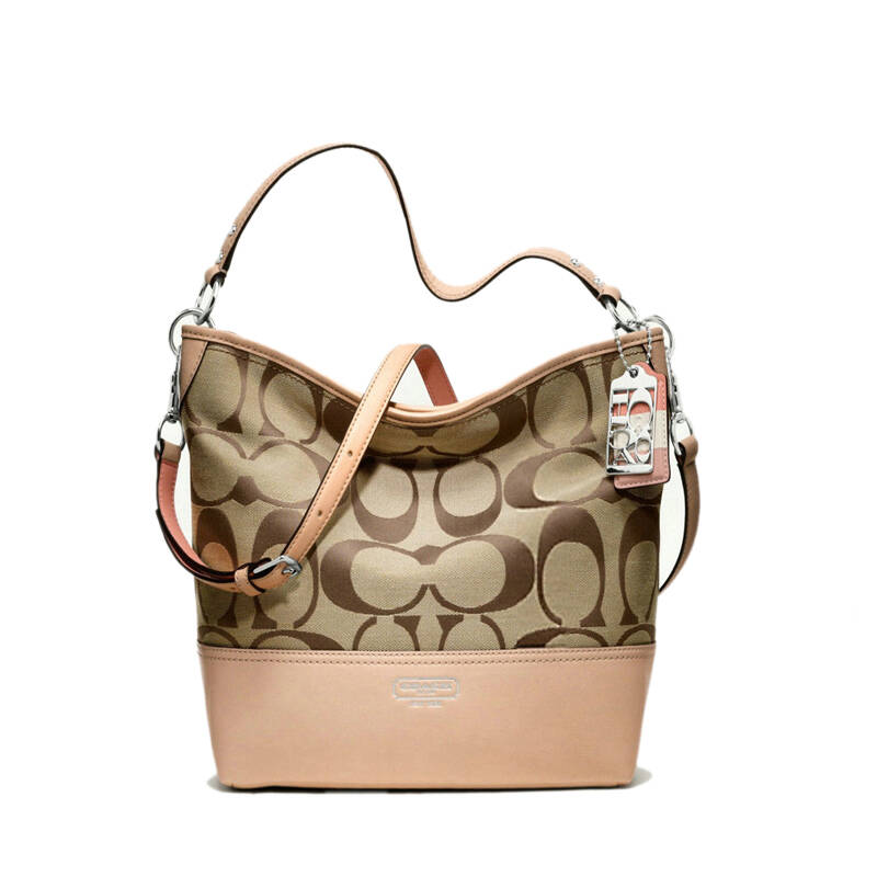 coach 蔻驰 汉普顿系列weeeknd 经典标志拼色单肩包女包19358 杏色