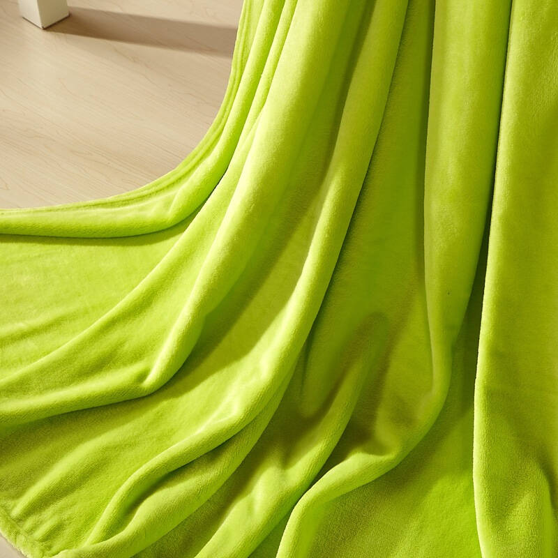 唐心 毛毯家纺 高档超柔保暖加厚纯色法兰绒毯子 180*200cm 果绿色