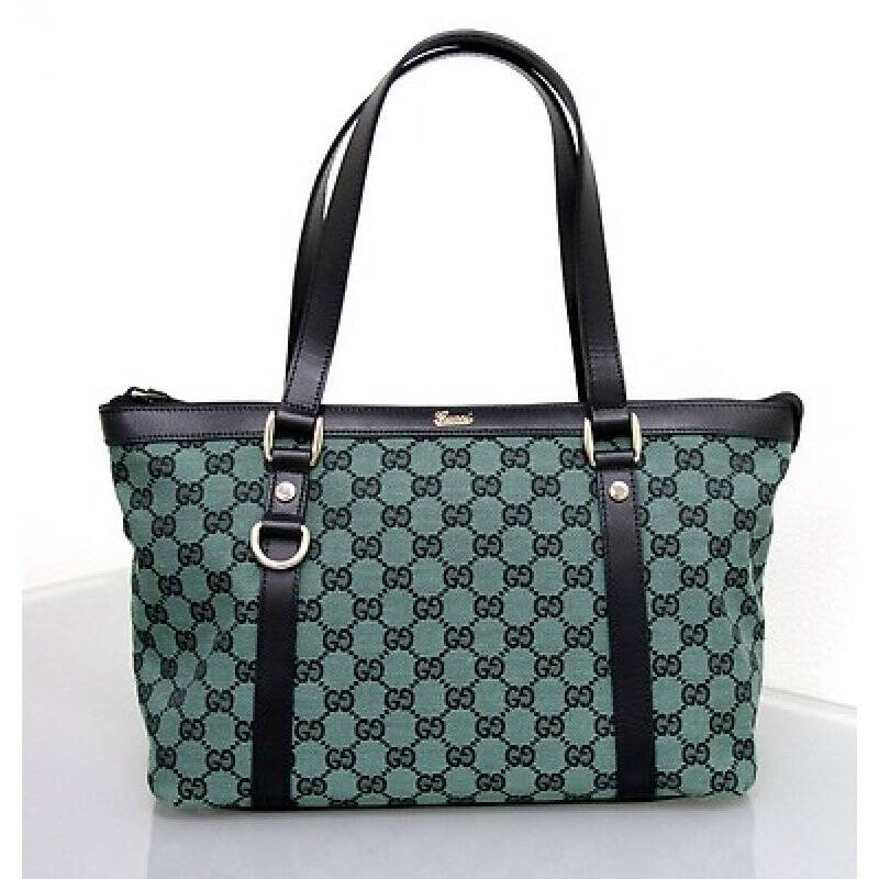 经典款 gucci 古驰 女士字母布艺单肩包 中号 绿色 f