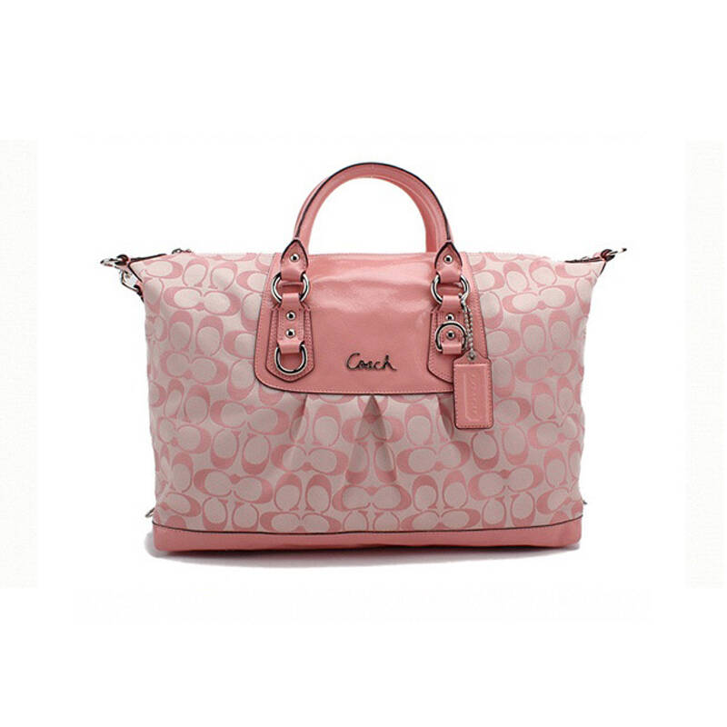 coach 蔻驰 女款帆布经典logo女包 p15440 粉色
