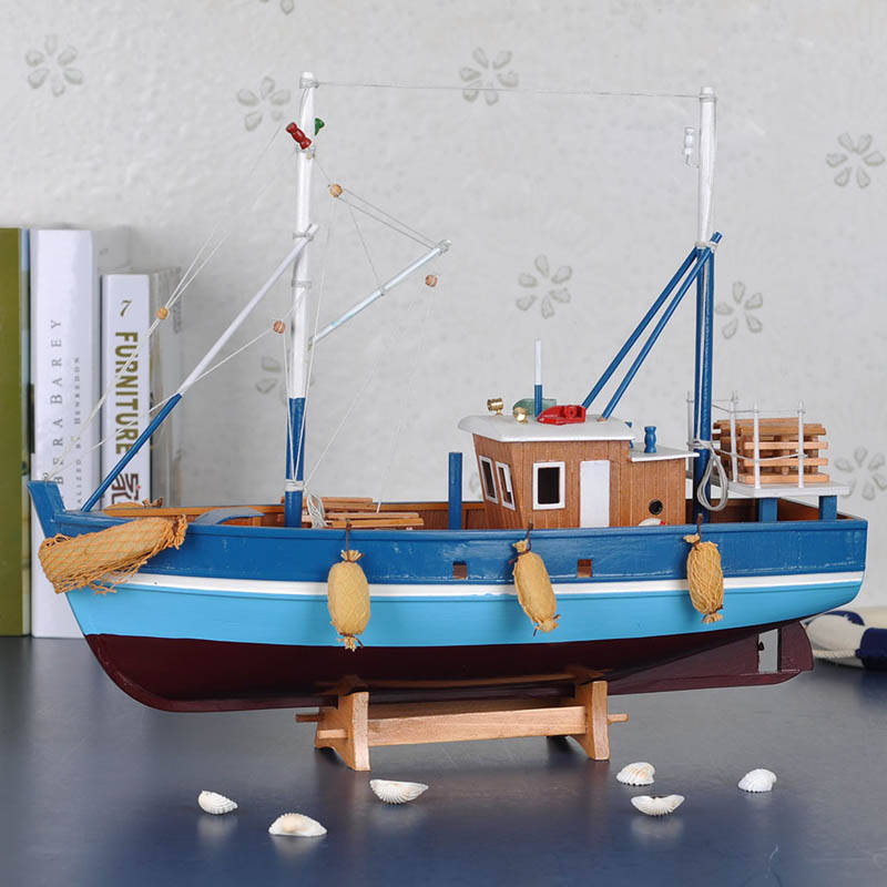 翻旧事 木质帆船模型摆件一帆风顺木制手工木船轮船家居饰品礼物创意