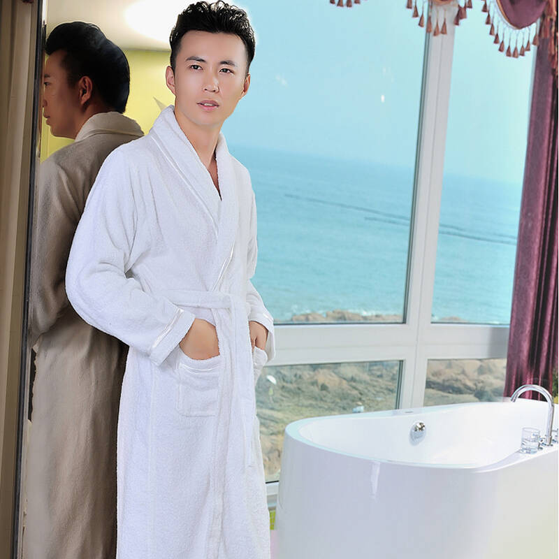 海利源浴袍纯棉毛巾料 全棉浴袍 男女士浴衣 情侣睡袍